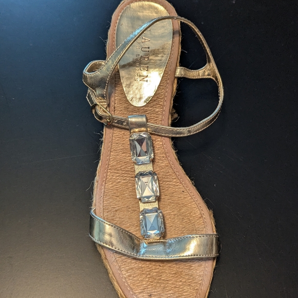 Lauren Ralph Lauren Gold Sandals with Crystal Accents - Picture 2 of 4